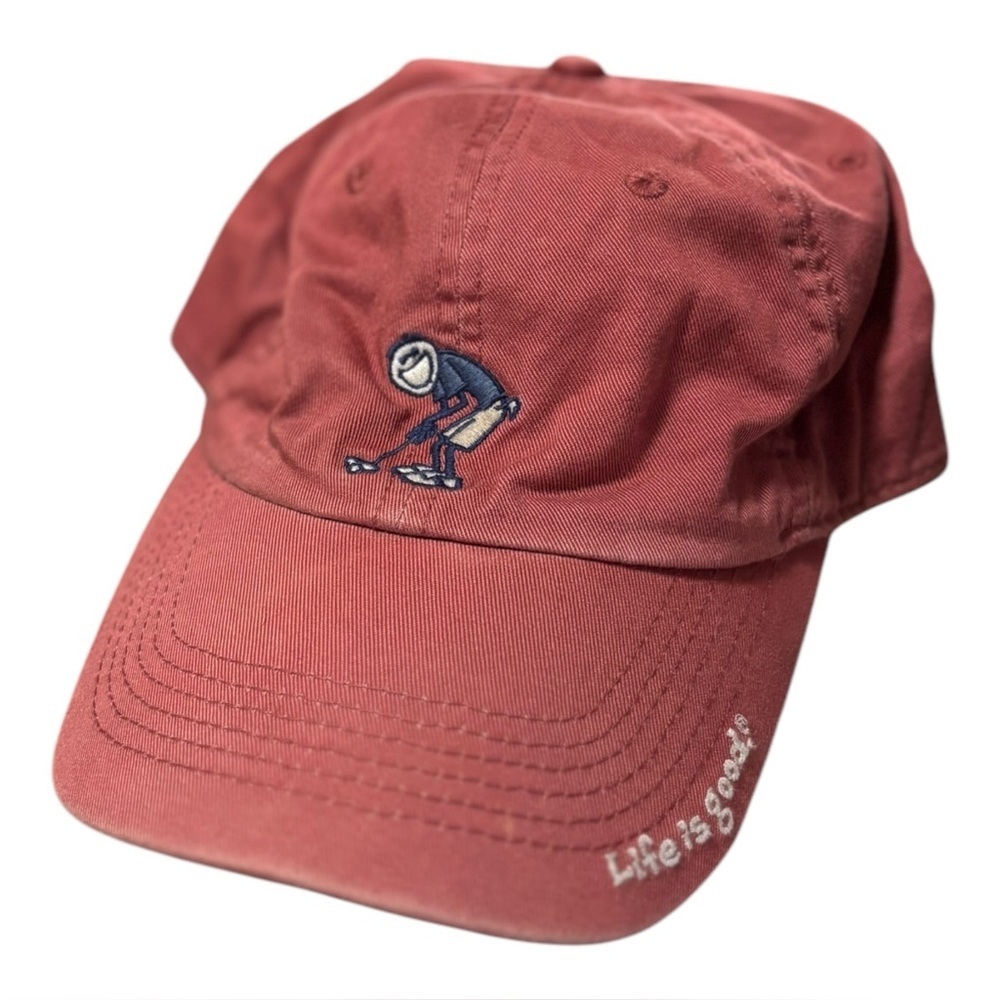 Life is Good Golfer Faded Red Baseball Cap